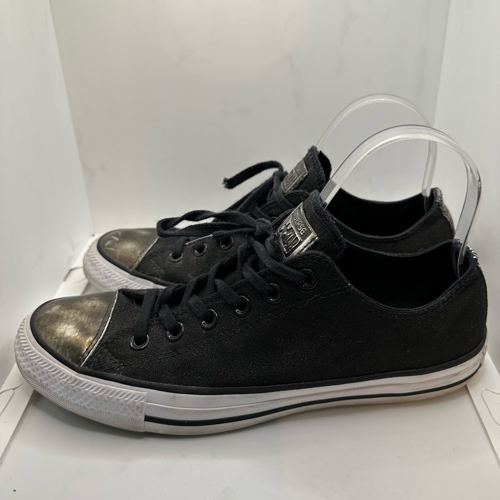 Converse Black and Silver Sneakers with Canvas Material - Picture 3 of 6